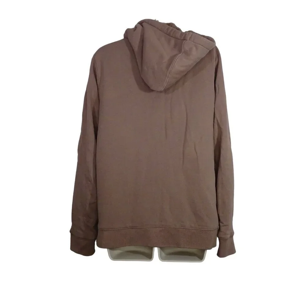 J Crew Brown Dusty Rose Full Zip Hoodie Fleece Lined Jacket Women Size L 29810 - Picture 3 of 9